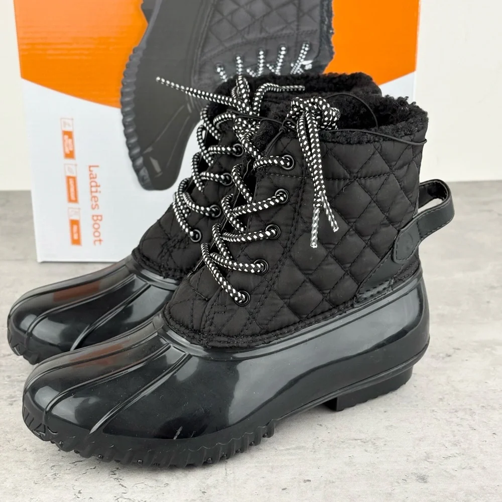 Sporto Ladies‎  Water Repellant Duck Boot, Black New , Size 6 New In Box